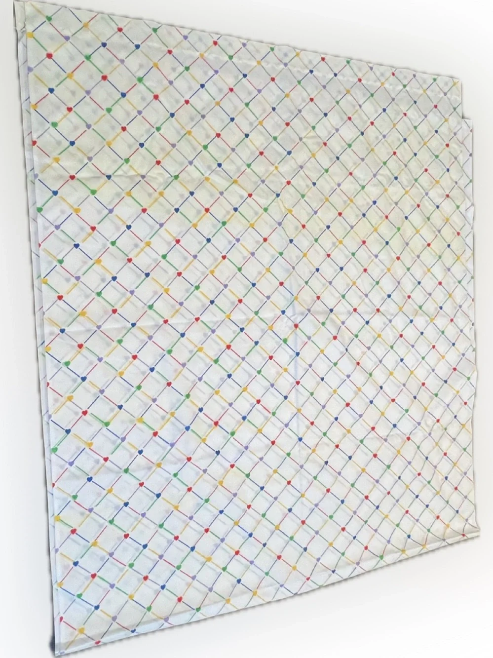 🔴Vintage New Multicolor Diamond Heart Full Flat Sheet Sear’s Young At Heart